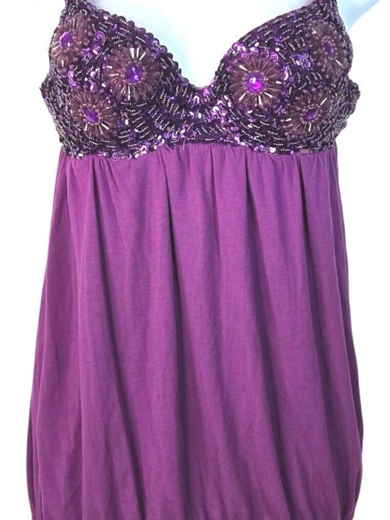MCM Dresses & Skirts - MCM Womens Purple Rhinestone Embellished Dress M Mini Short